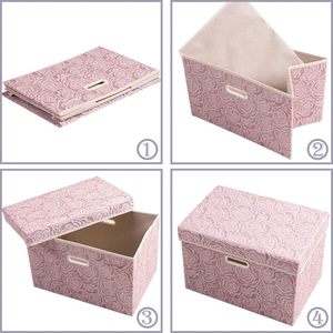 Collapsible Art Deco Floral Fabric <b>Storage</b> Bins <b>Cubes</b> 24 Quarts Stackable for Bedroom Closet Living Room 14.9x9.8x9.8 - Product Image 5