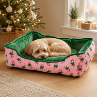 Coussin carré pour animaux de compagnie en peluche de Noël, coussin amovible et lavable pour chats et chiens
