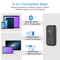 Eyoyo-escáner de código de barras, dispositivo de larga duración de resistencia, Bluetooth, 2,4G, inalámbrico y con cable, Chip ARM 2D, con almacenamiento de 16Mb