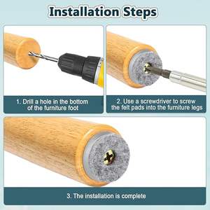 Vis de glissement en feutre, tampons en feutre de 22mm de diamètre pour pieds de meubles, coussinets de jambe de chaise ronds coussinets coulissants à clous pour tabourets pieds de jambe de table - Product Image 2