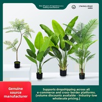 Plantas Verdes de Interior de Alta Gama, Simulación de Ficus Lyrata, Girasol de Cola Suelta, Plátano del Viajero, Todas en Macetas de Plástico PVC