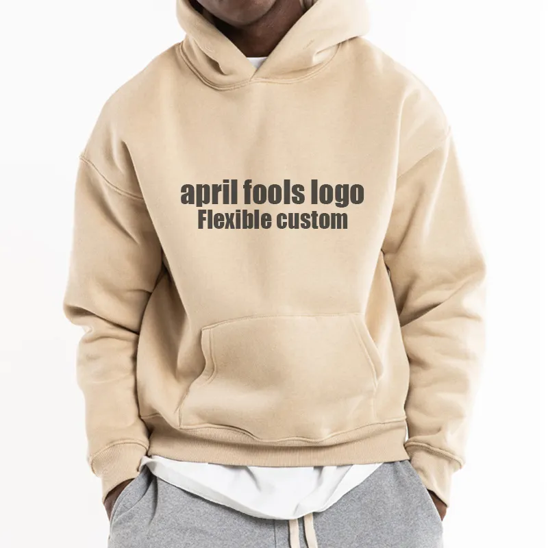 wholesale custom april fools logo pattern graphic plain cotton men hoodie for clothing