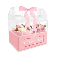 Boîte à gâteau transparente en plastique avec poignée, boîte cadeau pour fleurs et gâteaux, boîtes transparentes pour bouquets, logo personnalisé
