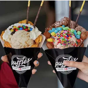 Cono de gofres de helado de China, embalaje de vasos de papel, cono de papel de gofres de burbujas