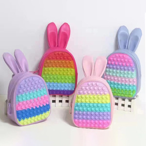 <span class=keywords><strong>Sac</strong></span> à dos scolaire Amiqi de grande taille, de qualité supérieure, en silicone arc-en-ciel, à bulles, à presser, à faire éclater, à enfiler - Product Image 2