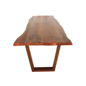 Industrial Solid Live Edge Slab Wood <b>Dining</b> <b>Table</b> with Natural Wooden <b>Top</b> and Strong Metal Base Modern Rustic Design - Product Image 1