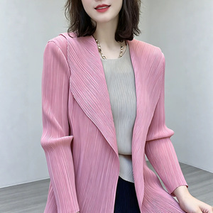 Cárdigan Abierto Gris Plisado Miyake de Poliéster para Mujer, Estilo Casual, Delgado, Transpirable y Ecológico, Colección PY 2026 - Product Image 4