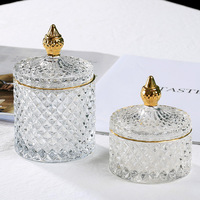 Bocaux en verre ronds rétro avec couvercle en verre, boîte de rangement transparente pour bijoux, pot à cotons-tiges, pot à thé, sucre, bonbons, emballage