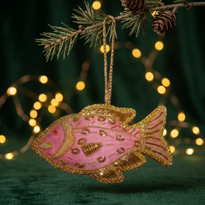 Support d'arbre de Noël standard de forme personnalisée, 6 couleurs roses, broderie Zari, accessoires, Premium Stonecraft International ZAR0186 - Product Image 1