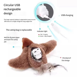 Thông Minh Điện mèo đồ chơi có thể sạc lại USB tương tác chim với vỗ cánh cảm ứng kích hoạt chirping sang trọng Chim Sẻ catnip - Product Image 4