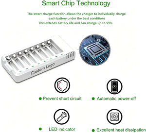 Pilas AA Recargables con Cargador, 2800mAh de Alta Capacidad, Baja Autodescarga, Ni-MH, Pilas Dobles A con Cargador Inteligente - Product Image 5