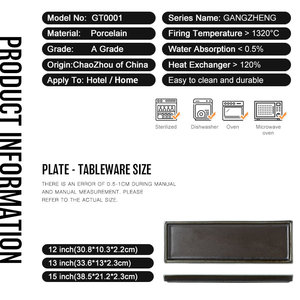 Plato de servicio largo de cerámica negra reactiva para restaurante japonés, platos de cena de sushi rectangulares de porcelana, venta directa de fábrica, venta al por mayor - Product Image 6