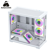 AntarcChill White Mid Tower Gaming Case Panoramic Side Panel MicroATX Support 360mm Liquid Cooling USB3.0 Ports Steel