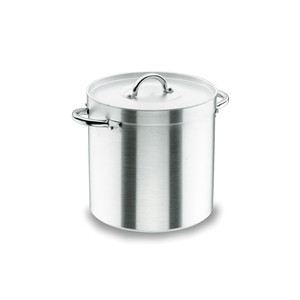 Pentola dritta in alluminio con coperchio da 8 litri per zuppe e brodo - Product Image 1