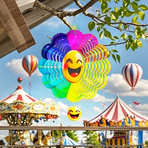 Molinetes de Viento OEM, Molinillo de Viento con Forma de Girasol Sonriente para Colgar en el Jardín, Molinillo de Viento 3D para Exteriores - Product Image 6