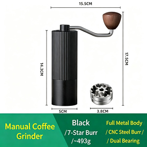เครื่องบดกาแฟแบบมือหมุน สีขาวดำ โครงสร้างโลหะเต็มตัว ใบมีด 5/6/7 แบบ CNC  พร้อมลูกปืนคู่ พกพาสะดวกสำหรับการเดินทาง - Product Image 3