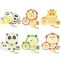 Ensemble de vaisselle pour enfants, mignon, dessin animé, animal, bébé, assiette compartimentée, bol pour aliments complémentaires, cuillère