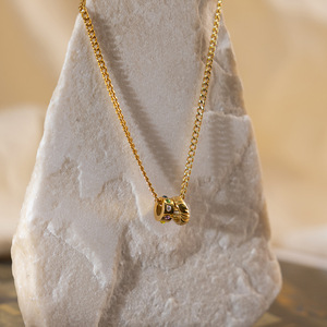 Collar de Dos Aros con Circonita, Diseño Nuevo, Chapado en Oro de 18K, Joyería para Mujer, Acero Inoxidable, Exquisito - Product Image 4