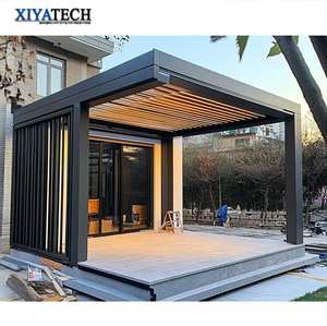 XIYATECH di lusso all'aperto feritoia sole tende <span class=keywords><strong>Patio</strong></span> terrazza impermeabile Gazebo elettrico bioclimatico con feritoia pergolato in alluminio - Product Image 4