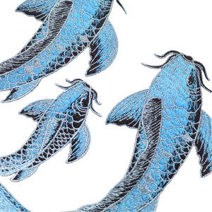 แผ่นผ้าปักลายปลาคาร์ฟแฟนซีแผ่นปักตามประเพณีจีนสีฟ้า - Product Image 5