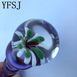 Kristallen glazen <span class=keywords><strong>dildo</strong></span>, blauwe bloemstijl, voor koppels - Product Image 4