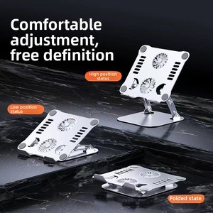 Supports d'ordinateur <span class=keywords><strong>portable</strong></span> ergonomiques en alliage d'aluminium à double ventilateur, pliables et portables, avec ventilateur réglable, pour tablette et ordinateur <span class=keywords><strong>portable</strong></span> - Product Image 3