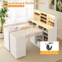 Armoire de rangement en bois roulante, bureau à ongles en forme de L réglable avec collecteur de poussière coulissant et coussin pour le poignet