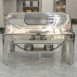 Copertura Completa in Acciaio Inossidabile con Motivo Marmorizzato per Buffet, Fornello, Isolamento per Hotel, Rettangolare Bianco/Oro - Product Image 6