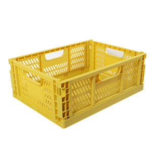 Collapsible foldable folding Plastic Stackable Storage Bins milk crate storage crate baskets with Handles