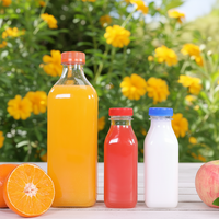 Bouteilles de jus en plastique PET carrées personnalisées avec logo, 200 ml, 300 ml, 500 ml, incassables, avec bouchons à vis scellés