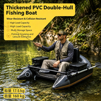 Bateau pneumatique de pêche 1,7 m pour une personne, double coque en PVC avec pagaie, pompe, siège et rangement, capacité 160 kg pour lac
