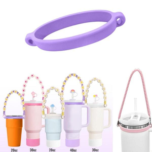 Factory Wholesale Eco-Friendly Reusable for Cup <b>Silicone</b> Sleeve Handle Strap Portable Cup Holder Grip Tumblers Bottles - Product Image 6