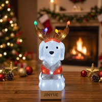 Figurine lumineuse LED 3D en acrylique, motif chien skieur de Noël, blanc froid, étanche IP44, commande manuelle, pour extérieur, jardin, cour, fêtes