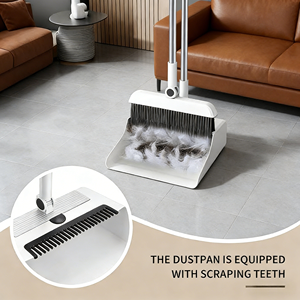 Kit de nettoyage 4-en-1 amélioré avec <span class=keywords><strong>balai</strong></span> et pelle sur pied pour le balayage intérieur et extérieur de la maison et du bureau, avec long manche et poils doux - Product Image 4