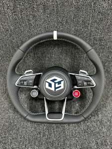Volant sport en cuir <span class=keywords><strong>rouge</strong></span> sur mesure avec surpiqûres personnalisées pour <span class=keywords><strong>Audi</strong></span> B8 B9 <span class=keywords><strong>R8</strong></span> Q5 Q3 MK3 TTRS TTS MK2 S3 Accessoires de voiture - Product Image 6