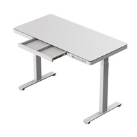 Bureau debout électrique moderne en métal à moteur unique, réglable en hauteur, avec tiroir, noir/blanc, pour bureau à domicile et usage commercial