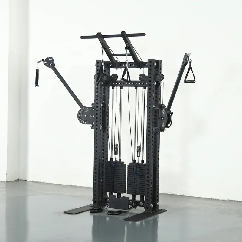 Ticari spor salonu ekipmanı hepsi bir çok kablo Fitness hareketli kol fonksiyonel eğitmen makinesi ile ağırlık yığını