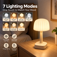 Lampe de table LED rechargeable, 7 modes d'éclairage, double source lumineuse, lampe de chevet portable, commande tactile, lampe de lecture