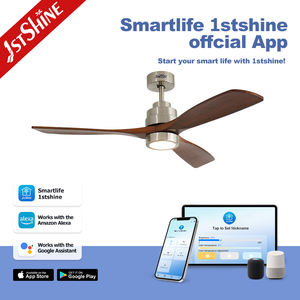 Ventilateur de plafond à LED 1stshine corps en métal pales en bois massif Ventilateur de plafond à éclairage LED dimmable couleur OEM - Product Image 6