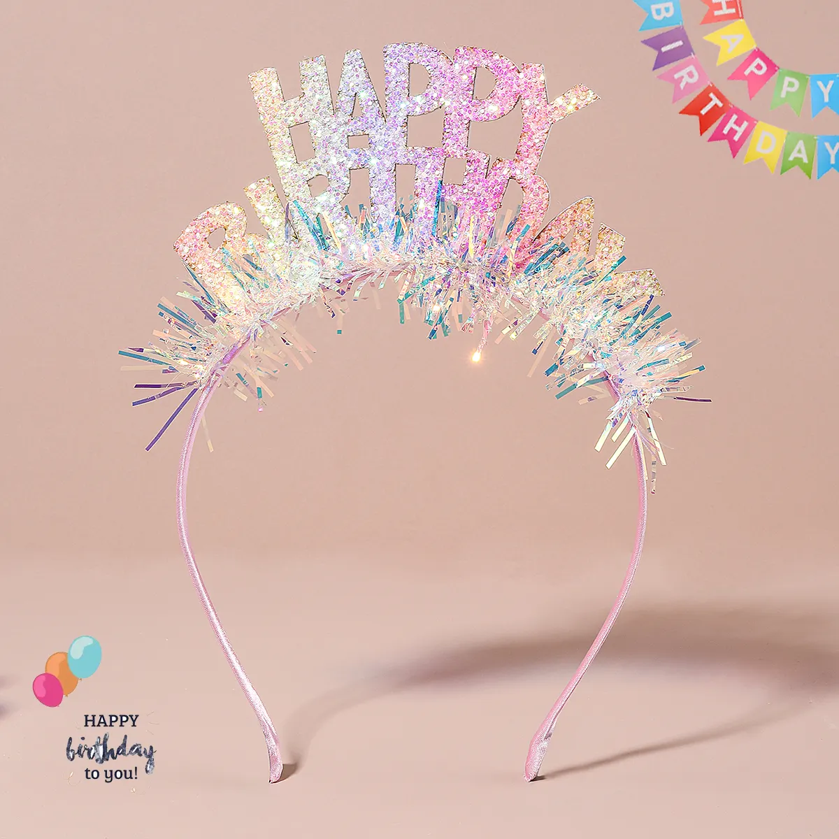 CN Kinder Geburtstag Dekorationen Geschenk Spielzeug Urlaub Ornamente liefert niedlichen alles Gute zum Geburtstag Glitter Stirnband