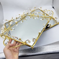 Plateau de service rectangulaire en cristal doré, design britannique de luxe, pour la décoration du Ramadan, idéal pour la maison