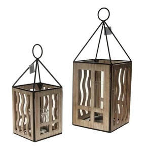 Lanterne en MDF faite à la main avec colonne vertébrale en métal noir et support en verre transparent lampe de table imprimée personnalisable pour la décoration intérieure et le jardin - Product Image 1