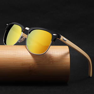 Lunettes de soleil en bois, demi-cerclées, monture PC, protection UV400, unisexe, tendance, pour les voyages, la conduite et la protection solaire - Product Image 2