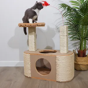 고양이 둥지 반구 둥지 애완 동물 등반 프레임 및 주택 맞춤형 세미 오픈 나무 도매 현대 애완 동물 잠자는 봉제 고체 허남
