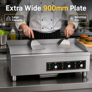 Commercial Electric Flat Top Griddle 900mm Countertop Smooth Plate Grill 380V Restaurant Griddle for Burger Steak Bacon - Product Image 4