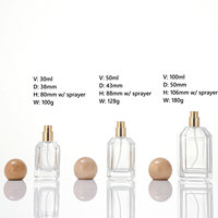 Flacon de parfum de luxe en verre de 30 ml/50 ml (1 oz/1,7 oz) avec boîte et bouchon en bois grainé |   Emballage cadeau OEM avec logo personnalisé