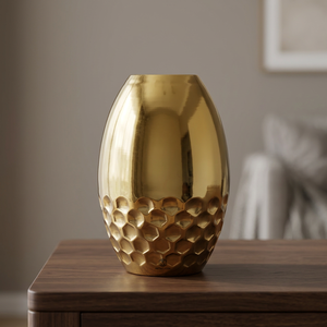 Vase en fer minimaliste nordique Priyansh Handicrafts |   Vase à fleurs artisanal en forme de nid d'abeille avec texture martelée pour la décoration moderne de la maison - Product Image 2