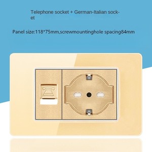 Enchufe de pared con interruptor de luz, doble USB tipo C, estándar alemán, de vidrio templado, con tres entradas de corriente. - Product Image 6