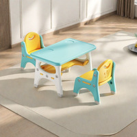 Ensemble table et chaise ergonomiques pour enfants Tenghang, bureau d'apprentissage en plastique avec rangement double couche et support en forme de A pour la maison et la maternelle
