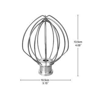 6-Wire Whip For Kitchen Aid 3.5 Quart Tilt Head Stand Mixers Metallic